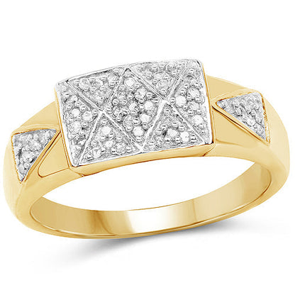 14K Yellow Gold Plated 0.21 Carat Genuine White Diamond .925 Sterling Silver Ring Bids.com