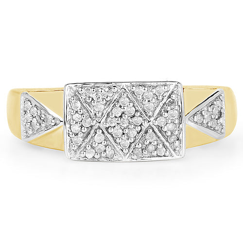 14K Yellow Gold Plated 0.21 Carat Genuine White Diamond .925 Sterling Silver Ring Bids.com