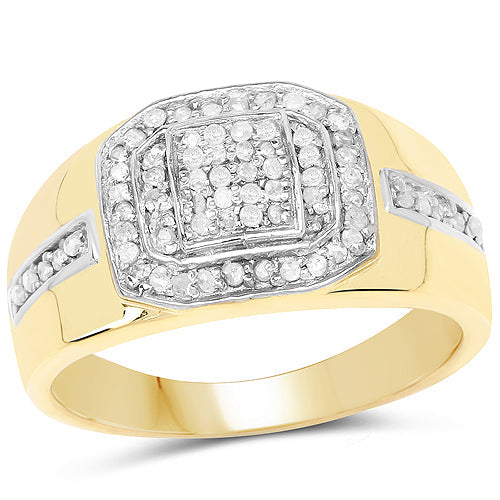14K Yellow Gold Plated 0.29 Carat Genuine White Diamond .925 Sterling Silver Ring Bids.com