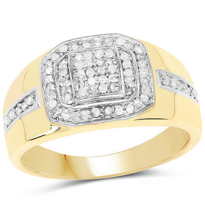 14K Yellow Gold Plated 0.29 Carat Genuine White Diamond .925 Sterling Silver Ring Bids.com