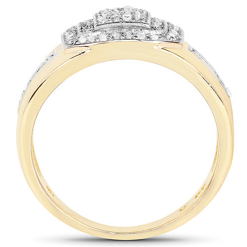 14K Yellow Gold Plated 0.29 Carat Genuine White Diamond .925 Sterling Silver Ring Bids.com