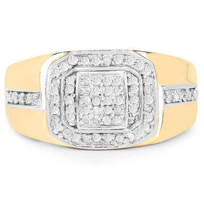 14K Yellow Gold Plated 0.29 Carat Genuine White Diamond .925 Sterling Silver Ring Bids.com