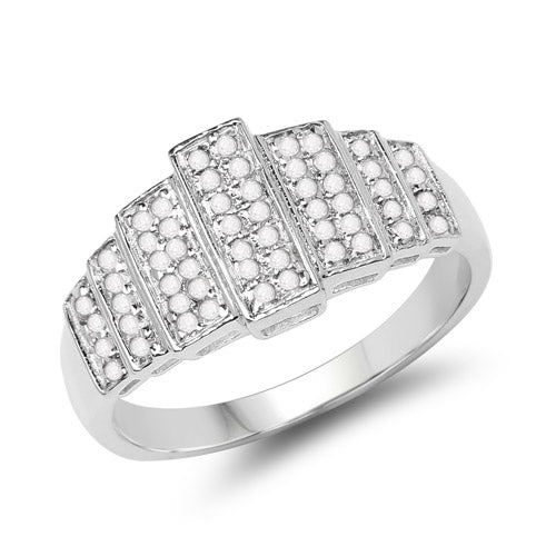 14K White Gold Plated 0.26 Carat Genuine White Diamond .925 Sterling Silver Ring Bids.com