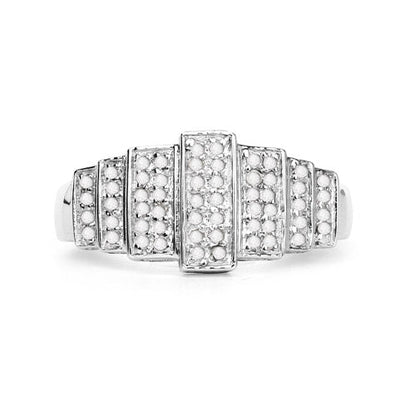 14K White Gold Plated 0.26 Carat Genuine White Diamond .925 Sterling Silver Ring Bids.com