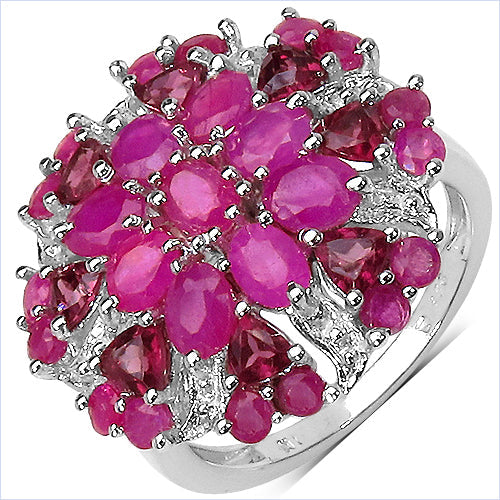 3.90 Carat Genuine Ruby & Rhodolite .925 Sterling Silver Ring Bids.com