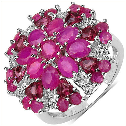 3.90 Carat Genuine Ruby & Rhodolite .925 Sterling Silver Ring Bids.com