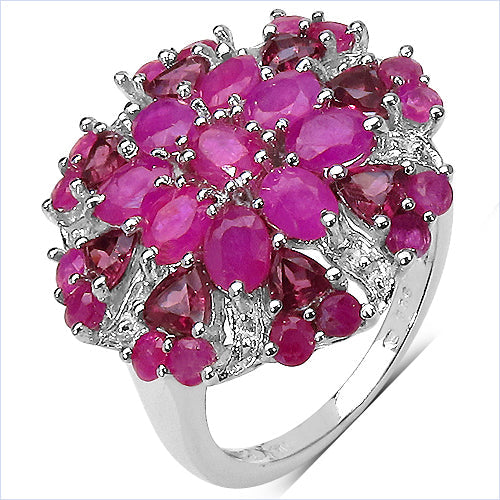 3.90 Carat Genuine Ruby & Rhodolite .925 Sterling Silver Ring Bids.com