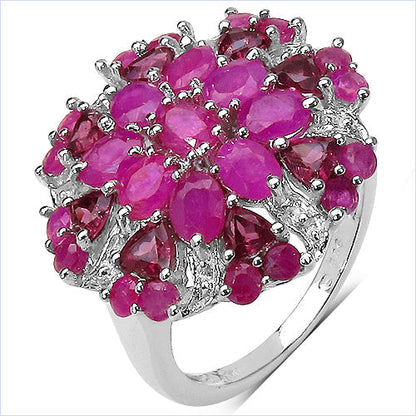 3.90 Carat Genuine Ruby & Rhodolite .925 Sterling Silver Ring Bids.com
