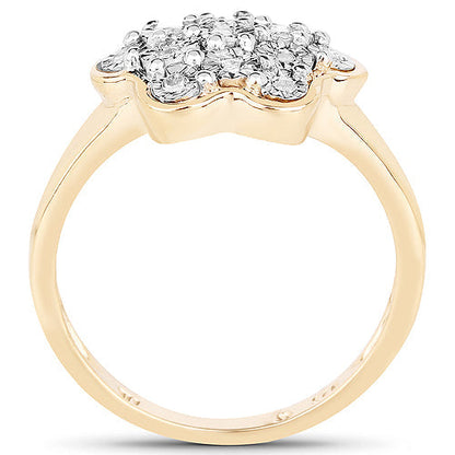 14K Yellow Gold Plated 0.07 Carat Genuine White Diamond .925 Sterling Silver Ring Bids.com