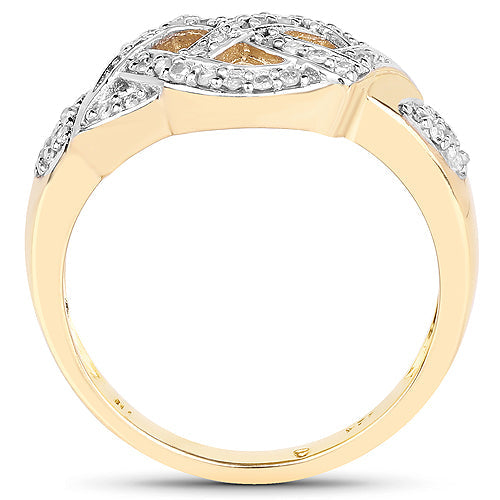 14K Yellow Gold Plated 0.21 Carat Genuine White Diamond .925 Sterling Silver Ring Bids.com
