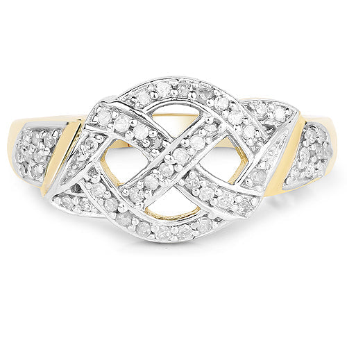14K Yellow Gold Plated 0.21 Carat Genuine White Diamond .925 Sterling Silver Ring Bids.com