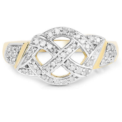 14K Yellow Gold Plated 0.21 Carat Genuine White Diamond .925 Sterling Silver Ring Bids.com