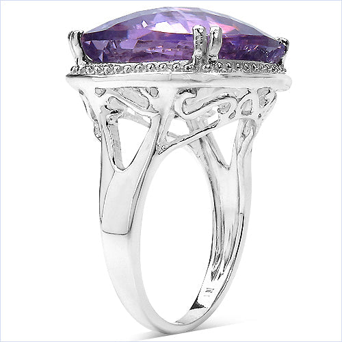 11.93 Carat Genuine Amethyst .925 Sterling Silver Ring Bids.com