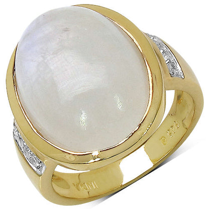 14.12 Carat Genuine White Rainbow Moonstone and White Topaz .925 Sterling Silver Ring Bids.com