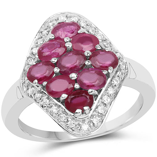 2.12 Carat Genuine Glass Filled Ruby & White Zircon .925 Sterling Silver Ring Bids.com