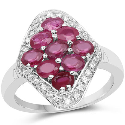 2.12 Carat Genuine Glass Filled Ruby & White Zircon .925 Sterling Silver Ring Bids.com