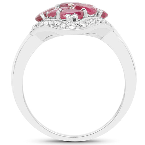 2.12 Carat Genuine Glass Filled Ruby & White Zircon .925 Sterling Silver Ring Bids.com