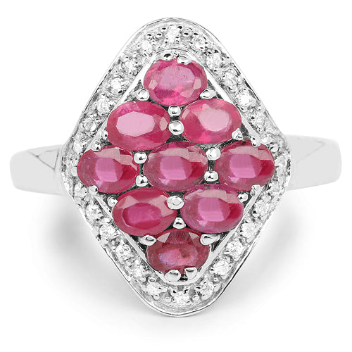 2.12 Carat Genuine Glass Filled Ruby & White Zircon .925 Sterling Silver Ring Bids.com