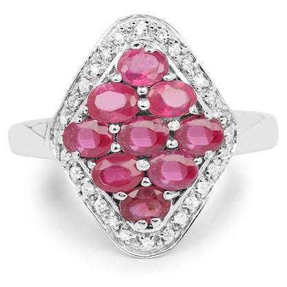 2.12 Carat Genuine Glass Filled Ruby & White Zircon .925 Sterling Silver Ring Bids.com