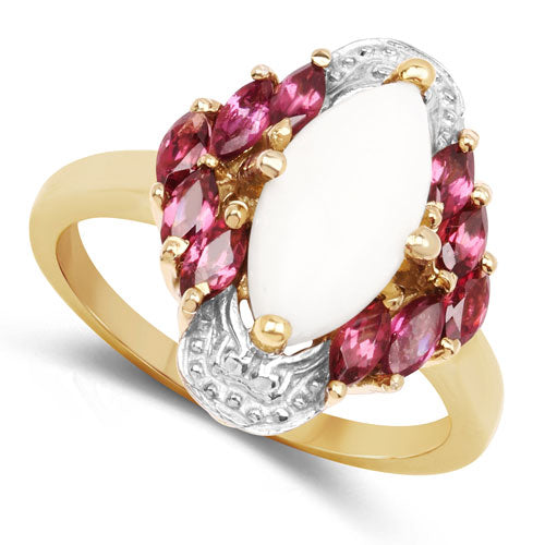 1.90 Carat Genuine Opal and Rhodolite .925 Sterling Silver Ring Bids.com