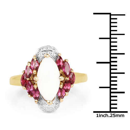 1.90 Carat Genuine Opal and Rhodolite .925 Sterling Silver Ring Bids.com
