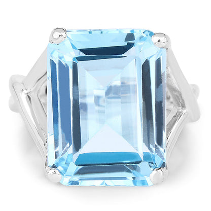 14.20 Carat Genuine Blue Topaz .925 Sterling Silver Ring Bids.com