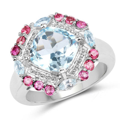 4.73 Carat Genuine Blue Topaz and Rhodolite .925 Sterling Silver Ring Bids.com