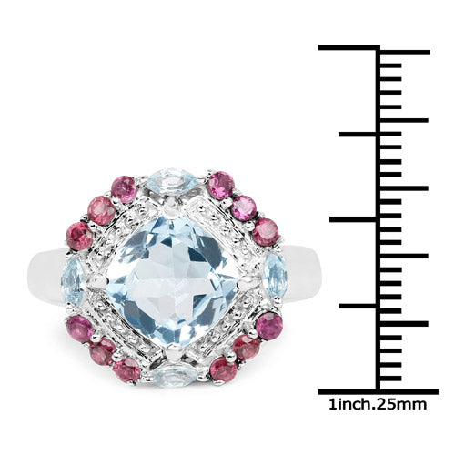 4.73 Carat Genuine Blue Topaz and Rhodolite .925 Sterling Silver Ring Bids.com