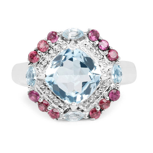 4.73 Carat Genuine Blue Topaz and Rhodolite .925 Sterling Silver Ring Bids.com