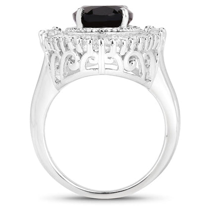 8.12 Carat Genuine Smoky Quartz and White Topaz .925 Sterling Silver Ring Bids.com