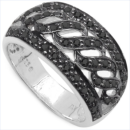 0.54 Carat Genuine Black Diamond .925 Sterling Silver Ring Bids.com