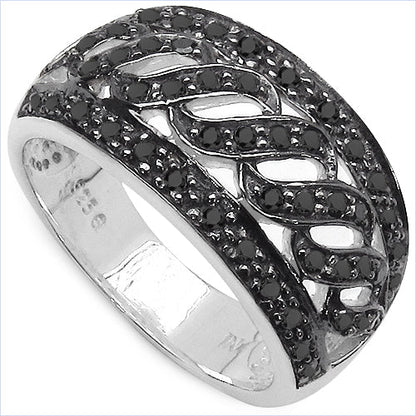 0.54 Carat Genuine Black Diamond .925 Sterling Silver Ring Bids.com
