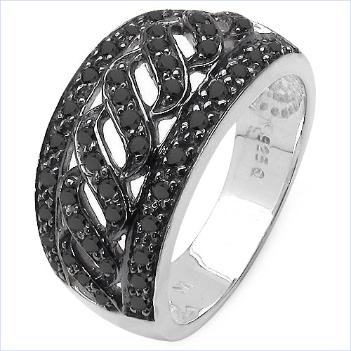 0.54 Carat Genuine Black Diamond .925 Sterling Silver Ring Bids.com