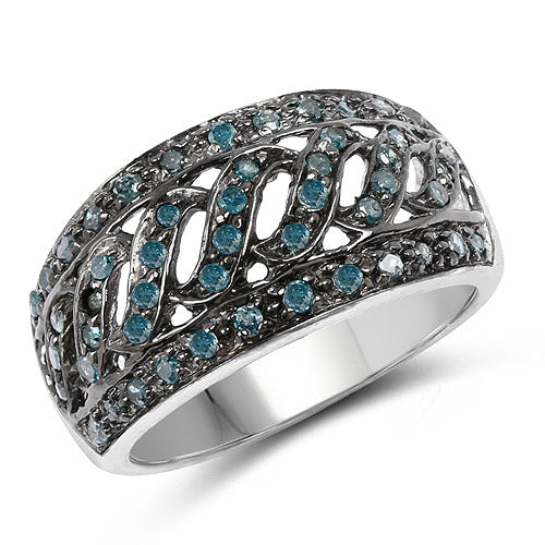 0.60 Carat Genuine Blue Diamond .925 Sterling Silver Ring Bids.com