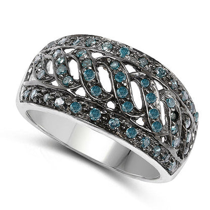 0.60 Carat Genuine Blue Diamond .925 Sterling Silver Ring Bids.com