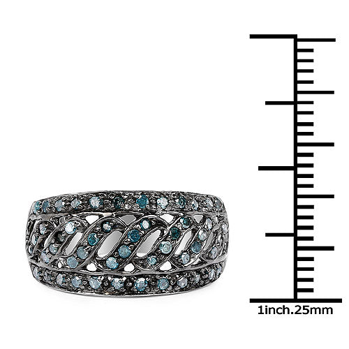 0.60 Carat Genuine Blue Diamond .925 Sterling Silver Ring Bids.com