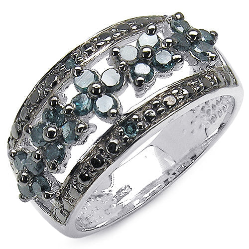 0.62 Carat Genuine Blue Diamond .925 Sterling Silver Ring Bids.com