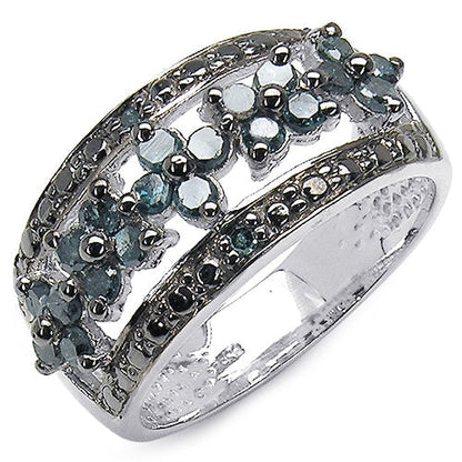 0.62 Carat Genuine Blue Diamond .925 Sterling Silver Ring Bids.com