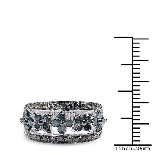0.62 Carat Genuine Blue Diamond .925 Sterling Silver Ring Bids.com
