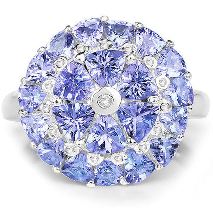2.96 Carat Genuine Tanzanite and White Diamond .925 Sterling Silver Ring Bids.com