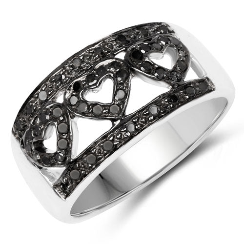 0.32 Carat Genuine Black Diamond .925 Sterling Silver Ring Bids.com
