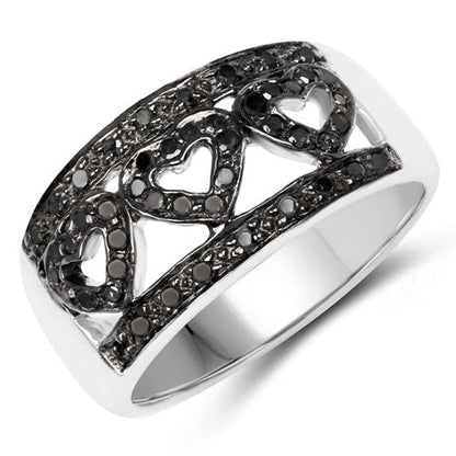 0.32 Carat Genuine Black Diamond .925 Sterling Silver Ring Bids.com