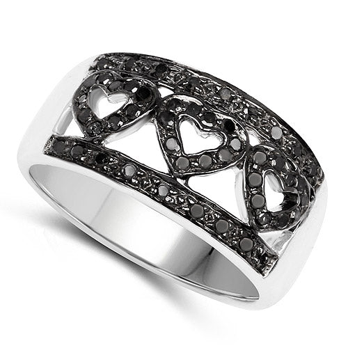 0.32 Carat Genuine Black Diamond .925 Sterling Silver Ring Bids.com