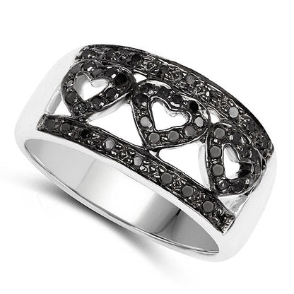 0.32 Carat Genuine Black Diamond .925 Sterling Silver Ring Bids.com