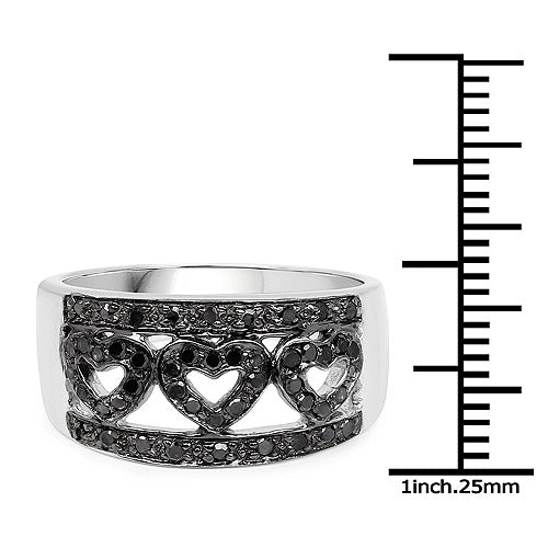 0.32 Carat Genuine Black Diamond .925 Sterling Silver Ring Bids.com