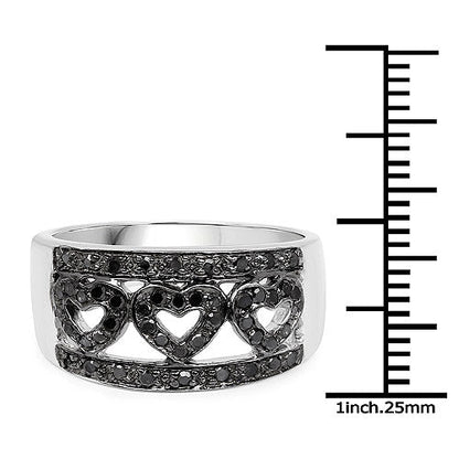 0.32 Carat Genuine Black Diamond .925 Sterling Silver Ring Bids.com