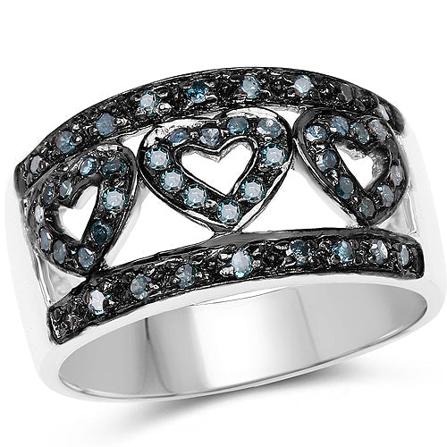 0.32 Carat Genuine Blue Diamond .925 Sterling Silver Ring Bids.com