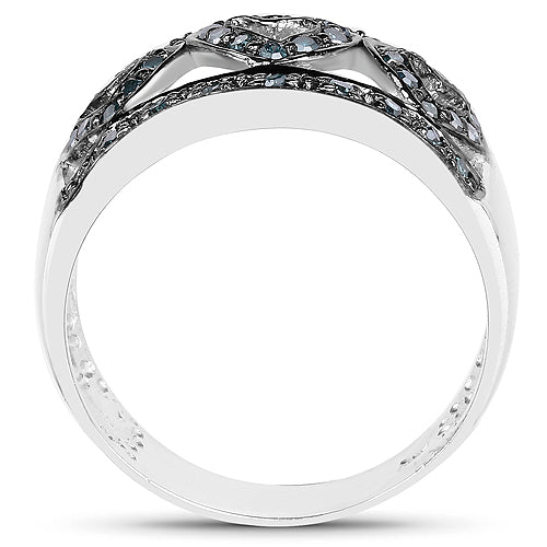 0.32 Carat Genuine Blue Diamond .925 Sterling Silver Ring Bids.com