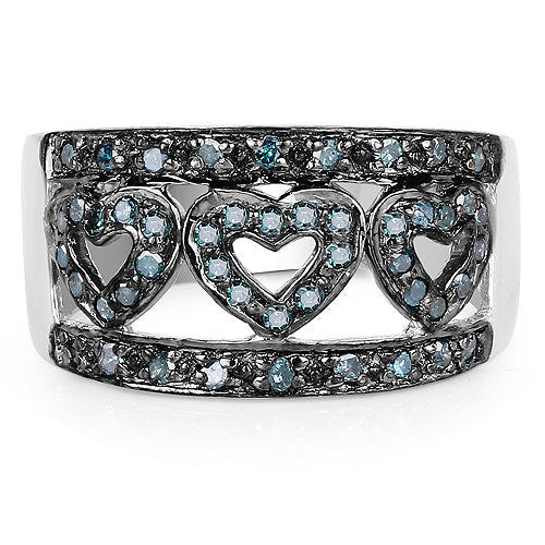 0.32 Carat Genuine Blue Diamond .925 Sterling Silver Ring Bids.com