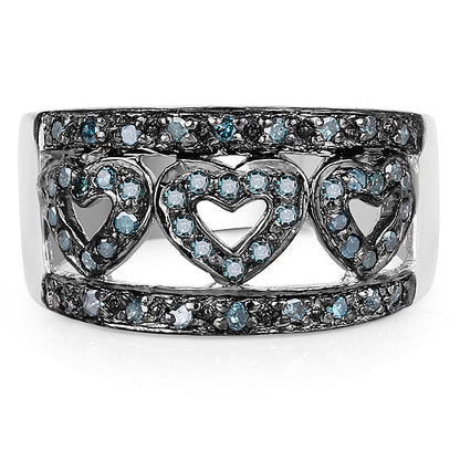 0.32 Carat Genuine Blue Diamond .925 Sterling Silver Ring Bids.com